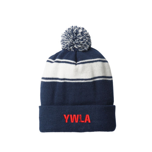 YWLA Stripped Pom-Pom Beanie Thumbnail